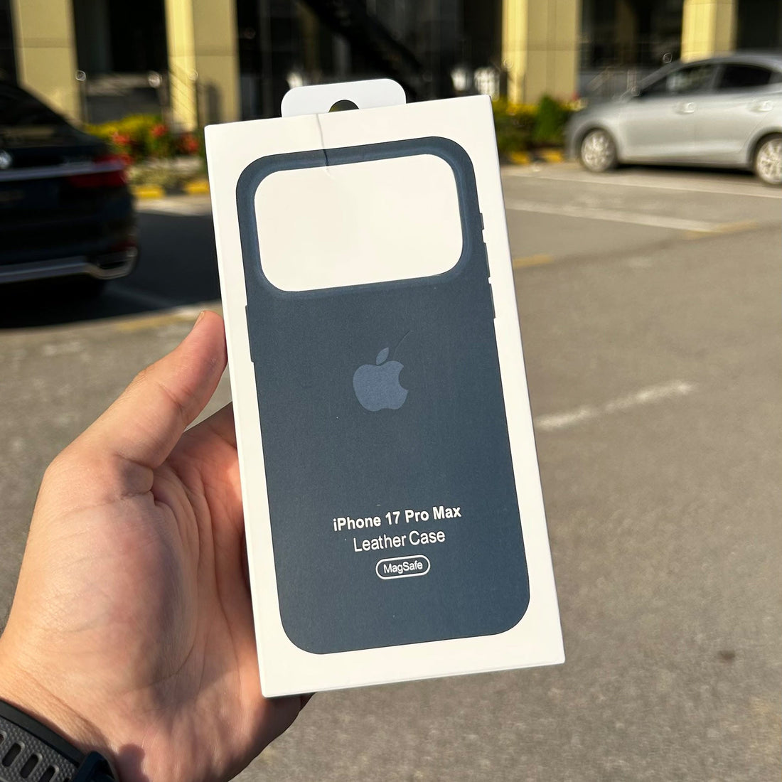 Navy Blue leather-finish case for iPhone 17 Pro Max
