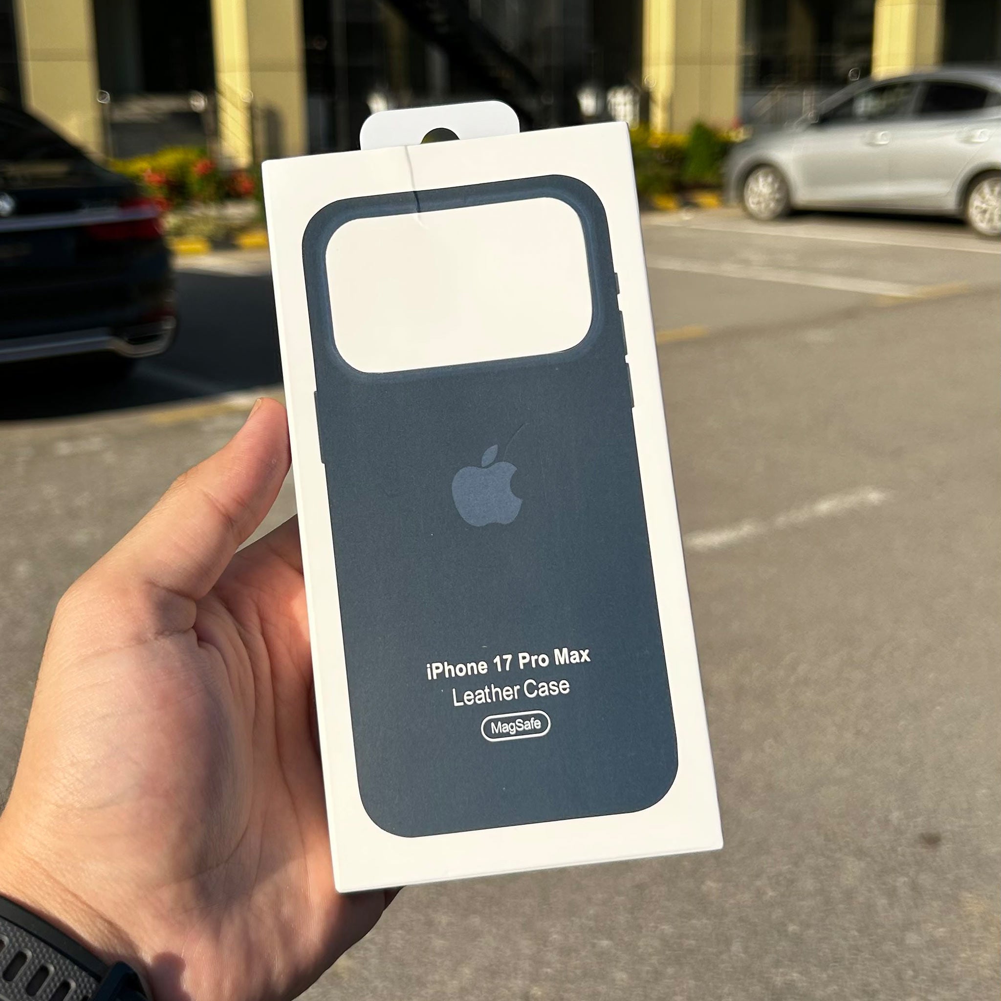 Navy Blue leather-finish case for iPhone 17 Pro Max