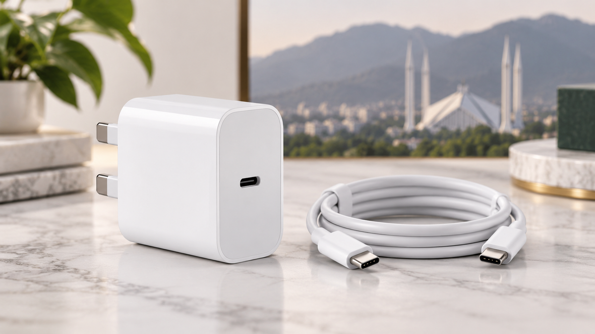 20W USB-C charger with charging cable in Pakistan