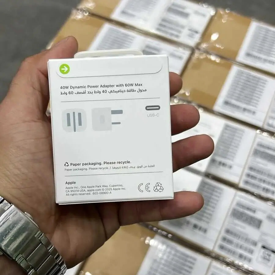 Apple 40W Fast Charging Adapter UK 3-Pin with Braided Cable – in use – iSmartHub Pakistan