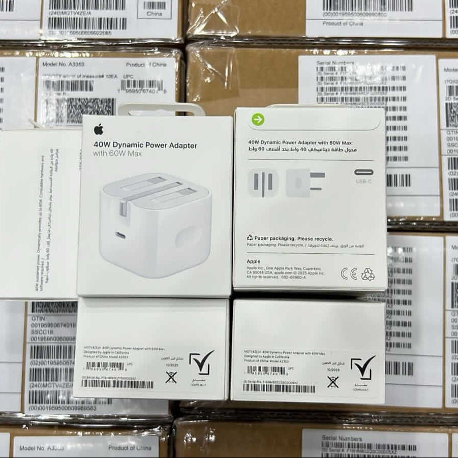 3 Pin 40W Dynamic Fast Charging Adapter (UK Varient ) 60W Max + Free Braided Cable
