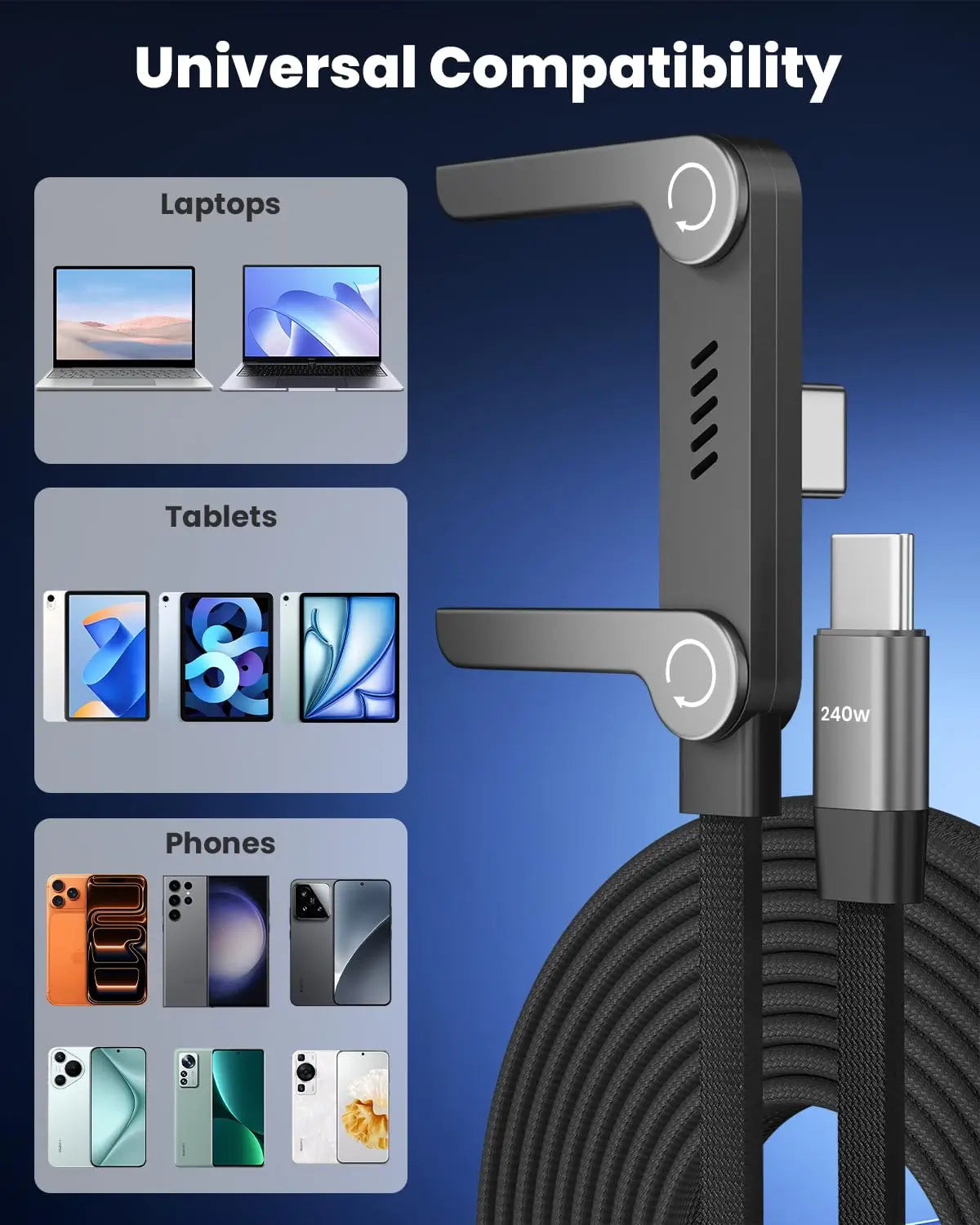 AvaNext 240W USB-C Cable with Phone Stand – product image 6 – iSmartHub Pakistan