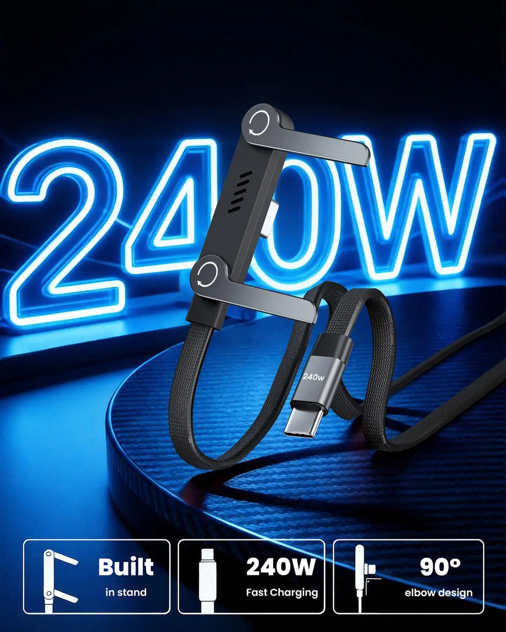 AvaNext 240W USB-C Cable with Phone Stand – product image 9 – iSmartHub Pakistan