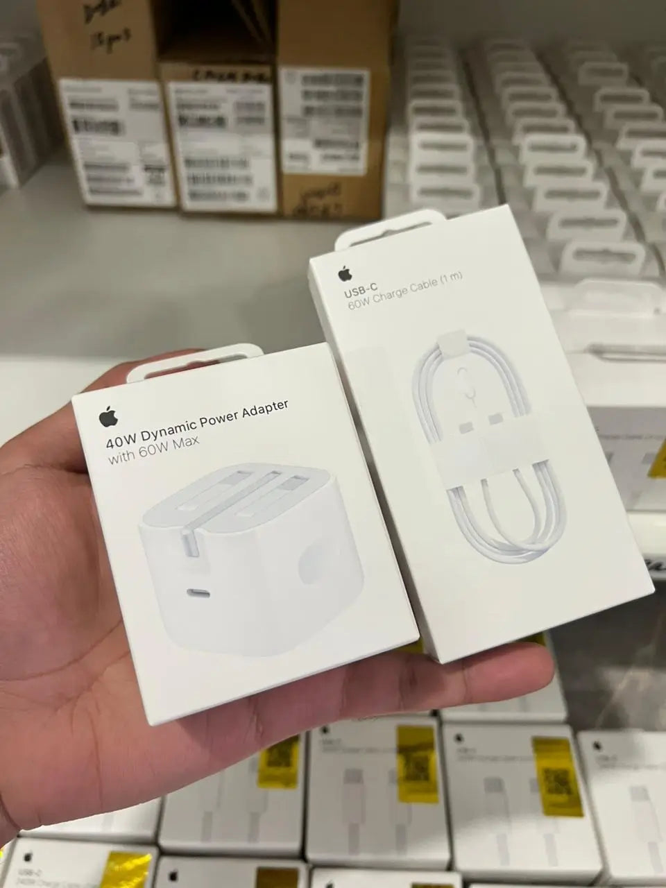 Apple 40W Fast Charging Adapter UK 3-Pin with Braided Cable – front view – iSmartHub Pakistan