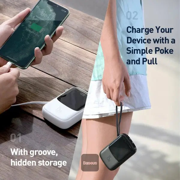 Baseus Qpow 10000mAh Power Bank Built-in Cable – product image 6 – iSmartHub Pakistan