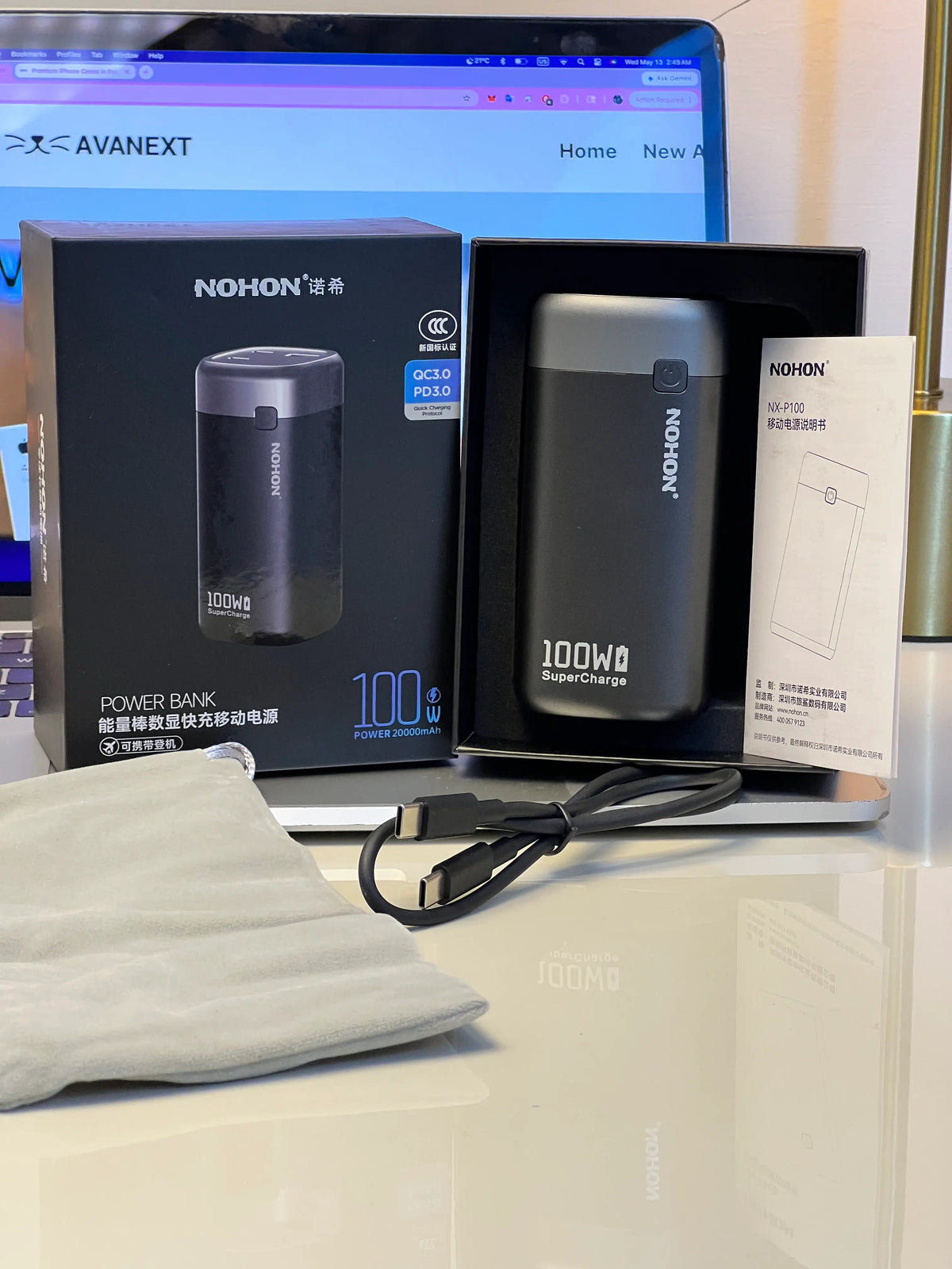 NOHON 100W Power Bank 20000mAh – in use – iSmartHub Pakistan