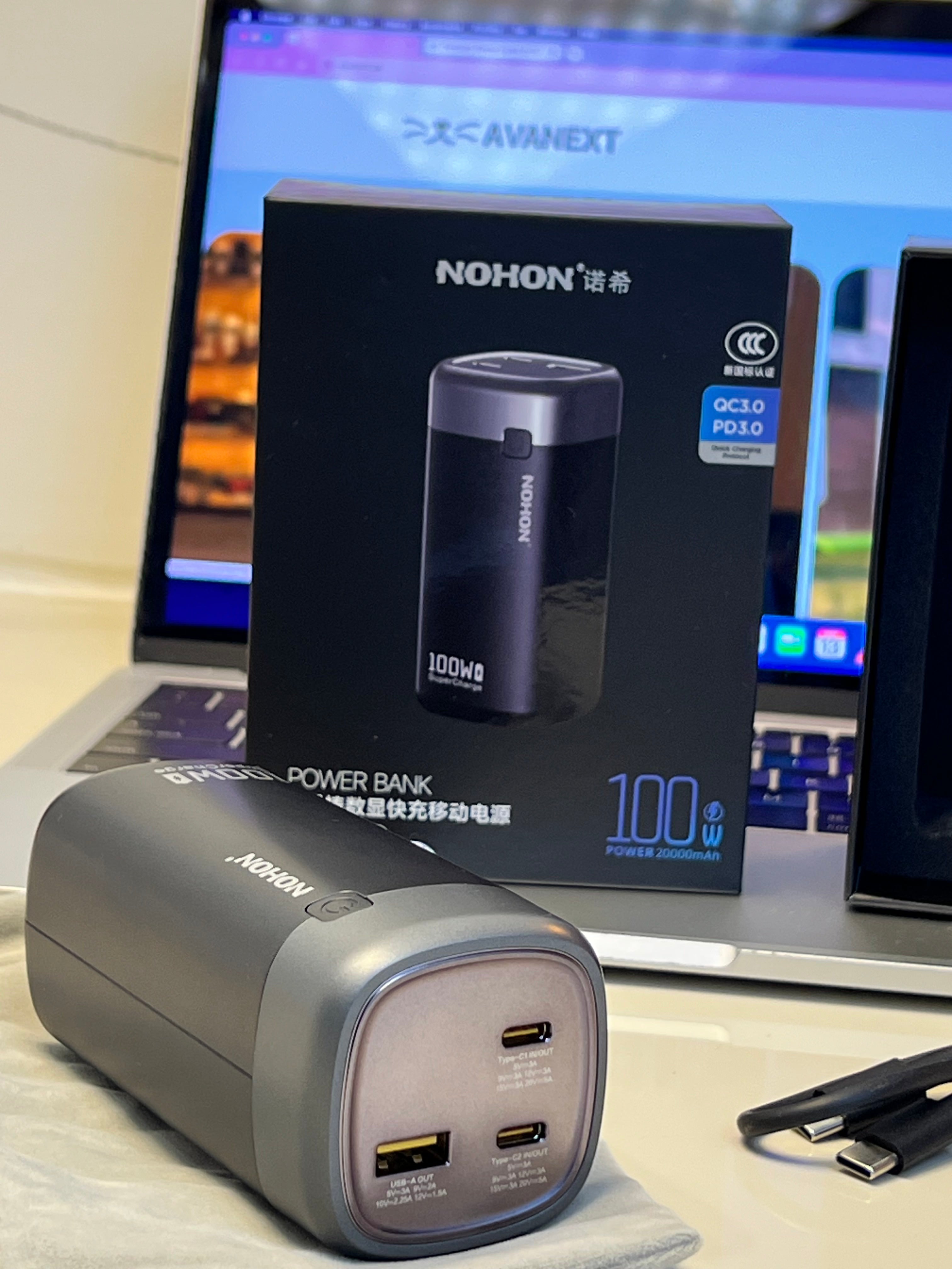 NOHON 100W Power Bank 20000mAh | QC3.0 + PD3.0 SuperCharge  Macbook / iPHONE