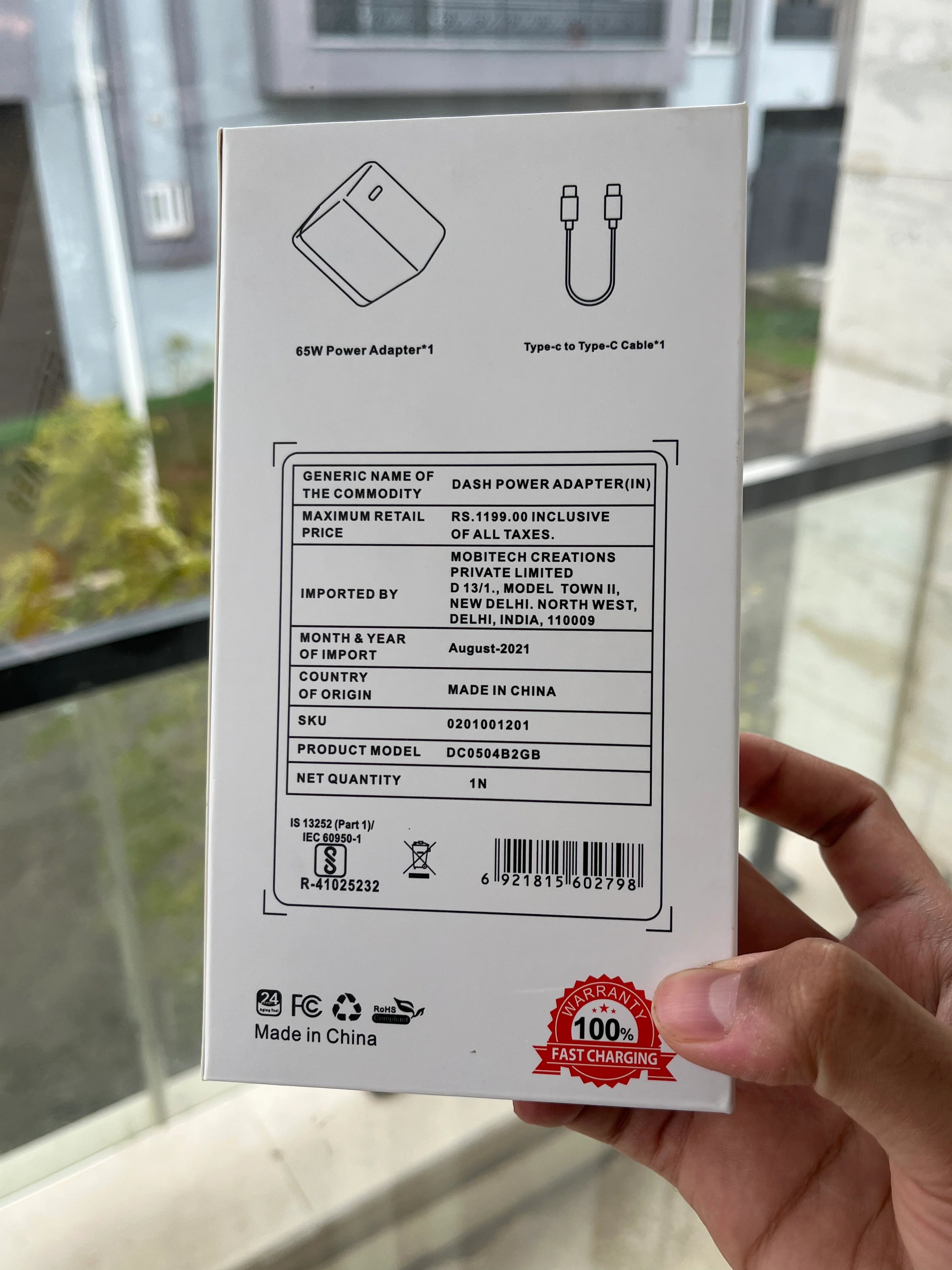 OnePlus Warp Charge 65 Power Adapter SUPERVOOC Type-C to Type-C Cable