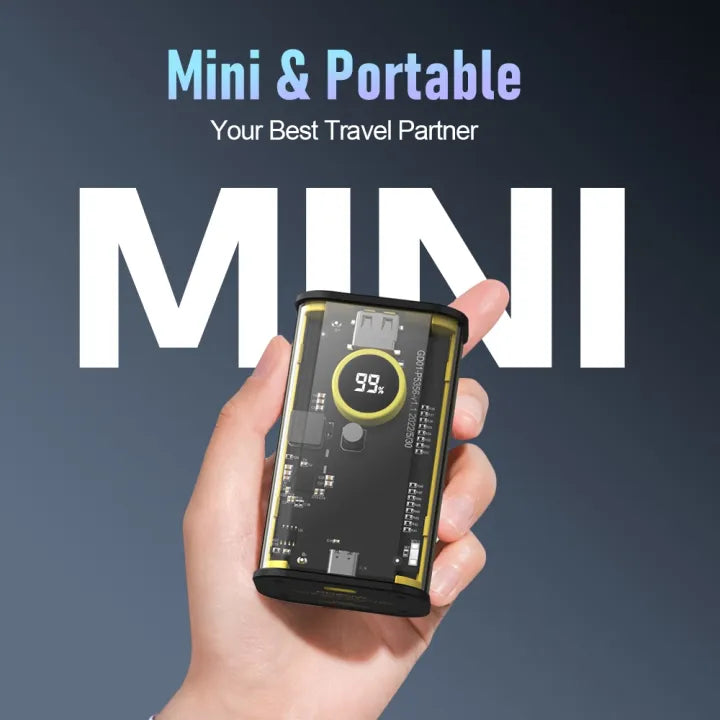 Orashare OT10CL Powerbank Built-in Cable 10000mAh Digital Display Transparent Mini Power Bank