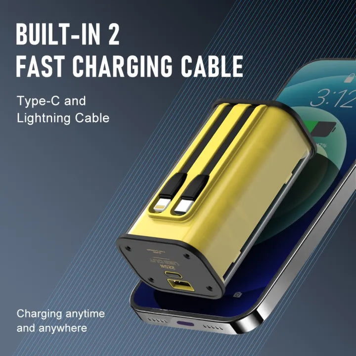 Orashare OT10CL Powerbank Built-in Cable 10000mAh Digital Display Transparent Mini Power Bank