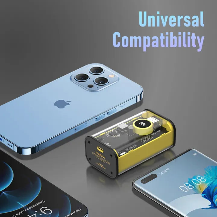 Orashare OT10CL Powerbank Built-in Cable 10000mAh Digital Display Transparent Mini Power Bank