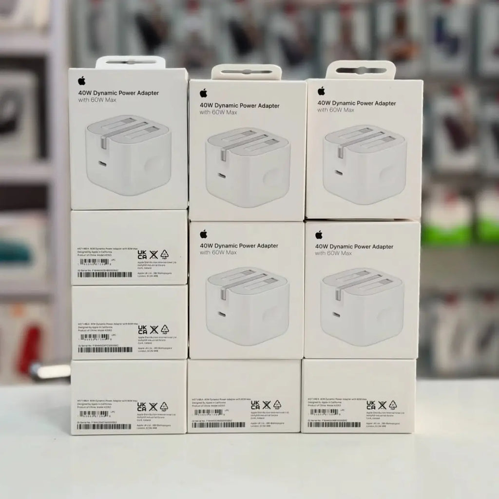 Apple 40W Fast Charging Adapter UK 3-Pin with Braided Cable – back view – iSmartHub Pakistan