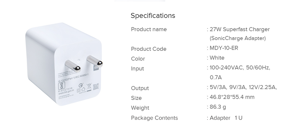 Xiaomi 27W Superfast Charger MDY-10-ER – product image 9 – iSmartHub Pakistan
