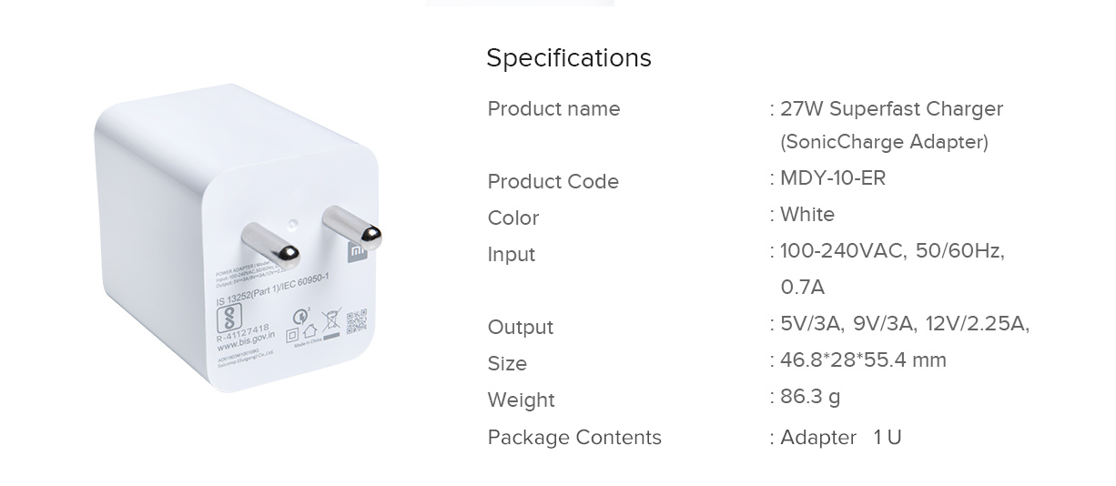 Xiaomi 27W Superfast Charger MDY-10-ER – product image 9 – iSmartHub Pakistan